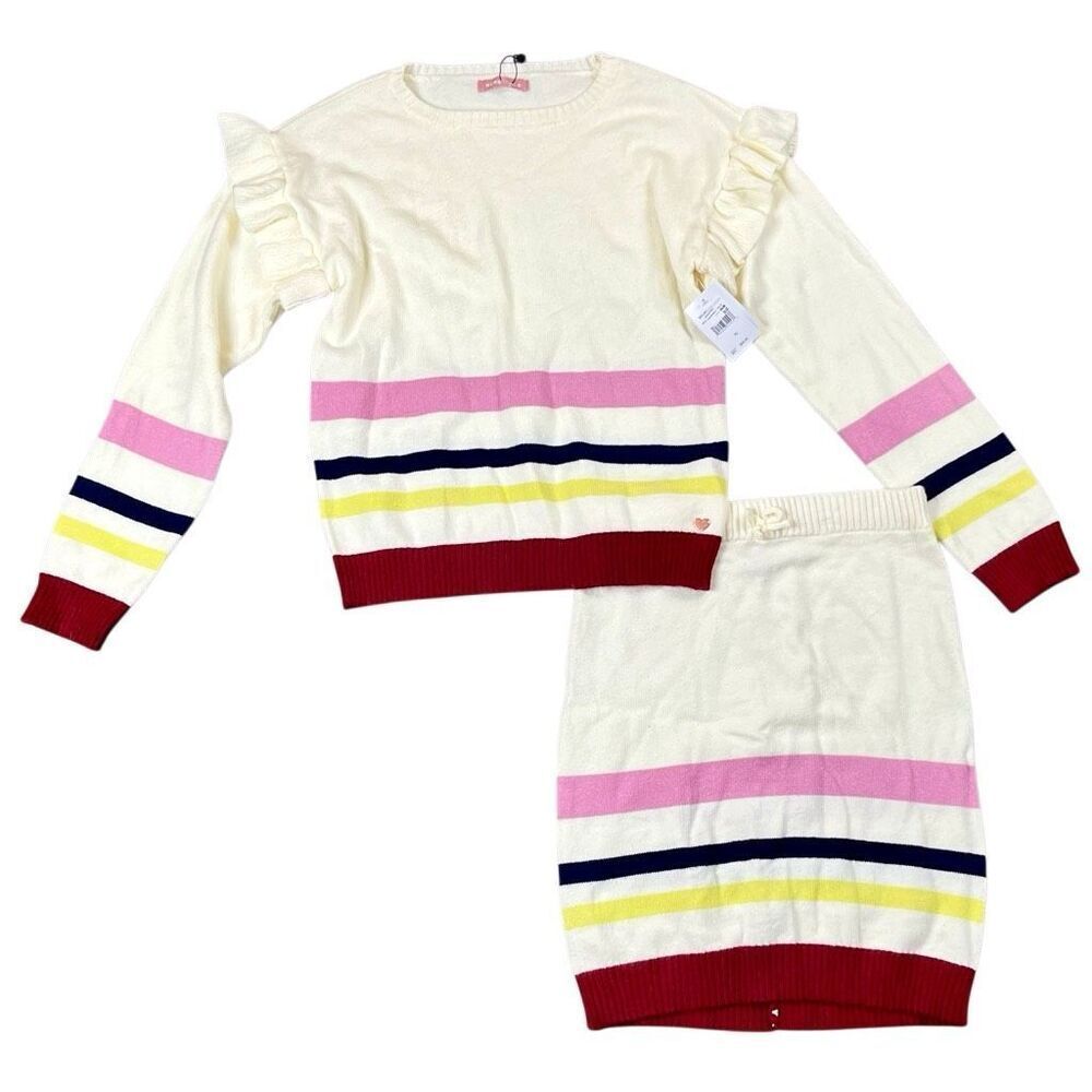 New! NWT BCBG Girls Striped Sweater Skirt Set XL